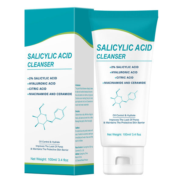 Salicylic Acid Cleanser, Moisturizing Facial Wash, with Hyaluronic Acid, Niacinamide, Citric Acid, And Ceramide, for Deep Cleansing, Unisex,